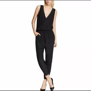 REBECCA MINKOFF Black Cross‎ Over Silk Jumpsuit